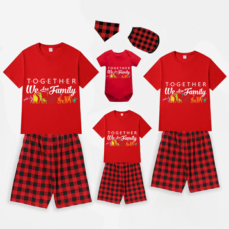 Family Matching Pajamas Exclusive Design Together We Are Family Red Short Pajamas Set