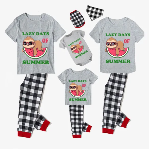 Family Matching Pajamas Exclusive Design Lazy Days Of Summer Gray Short Long Pajamas Set