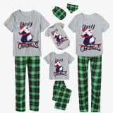 Christmas Matching Family Pajamas Merry Christmas Skiing Penguin Gray Short Pajamas Set