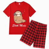 Family Matching Pajamas Exclusive Design Sloth Mode Red Short Pajamas Set
