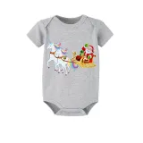 Christmas Matching Family Pajamas Unicorn Santa Short Gray Pajamas Set