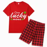Family Matching Pajamas Exclusive Design One Lucky Red Short Pajamas Set