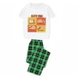 Family Matching Pajamas Exclusive Design Sloth Yoga Green Plaid Pants Pajamas Set