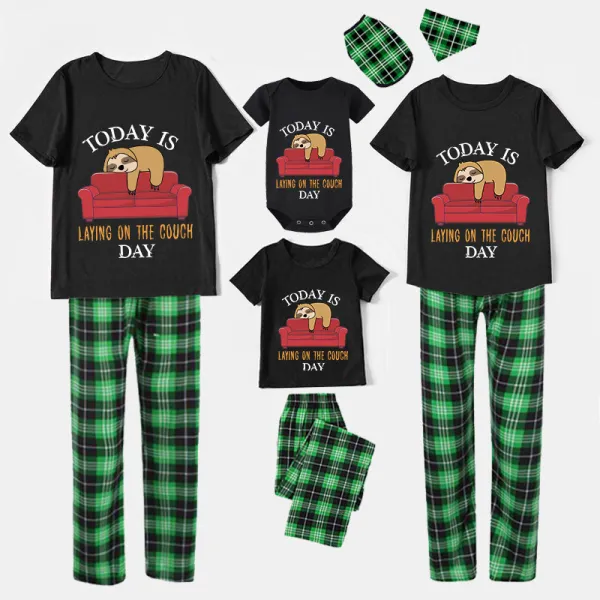 Family Matching Pajamas Exclusive Design Today Is Laying On The Couch Day Black Pajamas Set