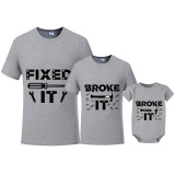 Father's Day Matching Clothing Top Father-kids Broke It Family T-shirts