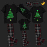 Christmas Matching Family Pajamas Luminous Glowing Fireworks Santa Black Short Pajamas Set