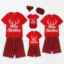 Christmas Matching Family Pajamas Antlers Merry Christmas Red Pajamas Set