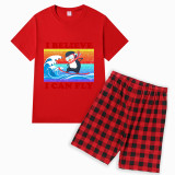 Family Matching Pajamas Exclusive Design I Believe I Can Fly Red Short Pajamas Set