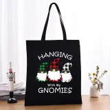 Christmas Eco Friendly Hanging with My Gnomies Handle Canvas Tote Bag