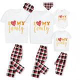 Family Matching Pajamas Exclusive Design I Love My Family White Short Long Pajamas Set