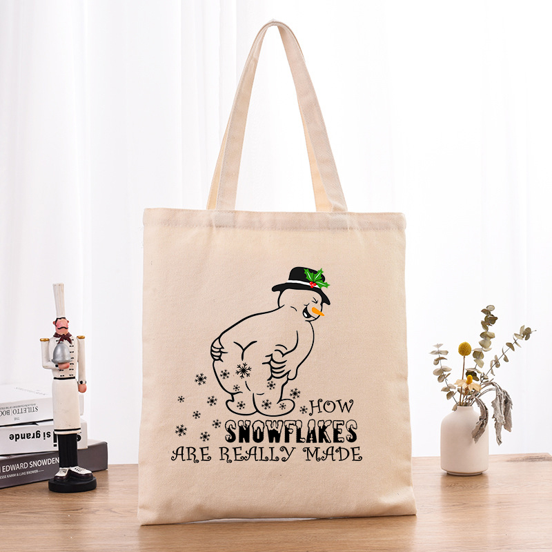 Christmas Eco Friendly Funny Snowman How Snwflake Are Really Made Handle Canvas Tote Bag