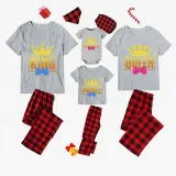 Family Matching Pajamas Exclusive Design King Prince Princess Queen Gray Short Long Pajamas Set