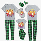 Family Matching Pajamas Exclusive Design 100% Lazy As Slow As Possible Green Plaid Pants Pajamas Set