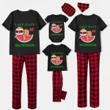 Family Matching Pajamas Exclusive Design Lazy Days Of Summer Black And Red Plaid Pants Pajamas Set