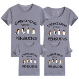 Family Matching Clothing Top Parent-kids Exercising With My Penguins Family T-shirts