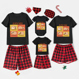 Family Matching Pajamas Exclusive Design Sloth Yoga Black And Red Plaid Pants Pajamas Set