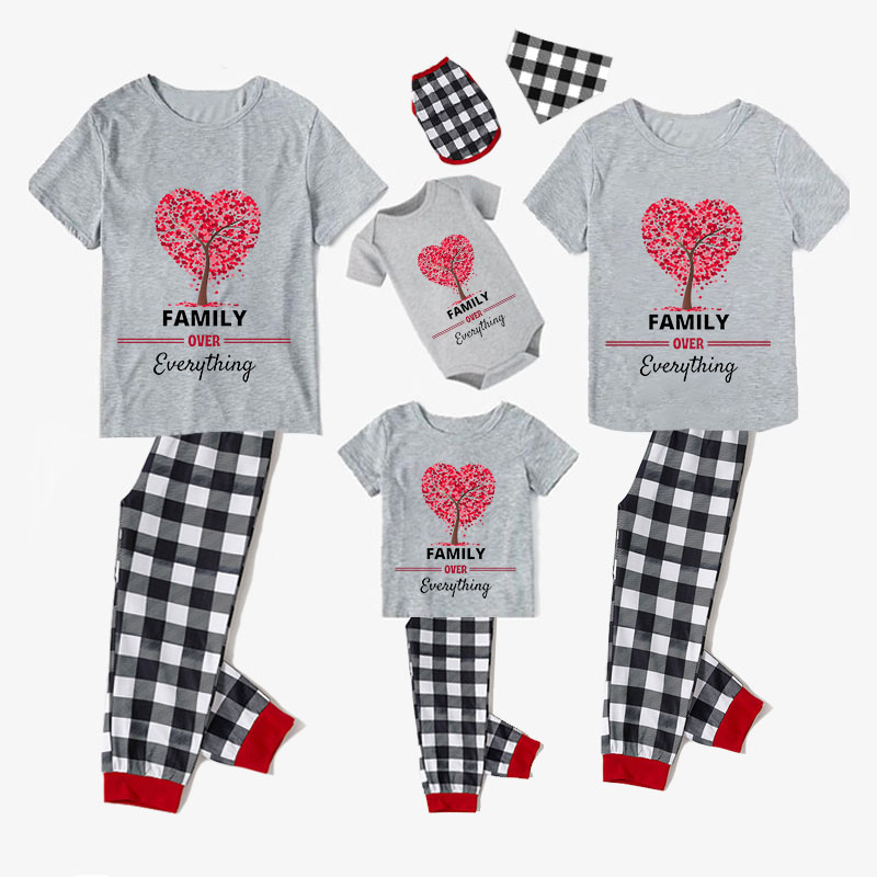 Family Matching Pajamas Exclusive Design Family Over Everthing Tree Gray Short Long Pajamas Set
