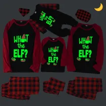 Christmas Matching Family Pajamas Luminous Glowing What The Elf Black Pajamas Set