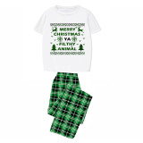 Christmas Matching Family Pajamas Merry Christmas Reindeer Tree Green Plaids Pajamas Set
