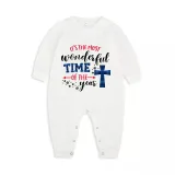Christmas Matching Family Pajamas It's The Most Wonderful Time of The Year Crosses Blue Plaids Pajamas Set