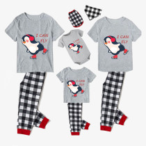 Family Matching Pajamas Exclusive Design I Can Fly Gray Short Long Pajamas Set
