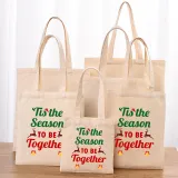 Christmas Eco Friendly This Season To Be Together Handle Canvas Tote Bag