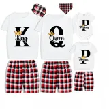 Family Matching Pajamas Exclusive Design King Prince Princess Queen White Short Pajamas Set