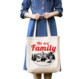 Christmas Eco Friendly 2023 We are Family Bear Handle Canvas Tote Bag