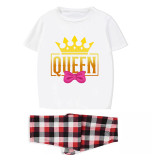 Family Matching Pajamas Exclusive Design King Prince Princess Queen White Short Long Pajamas Set
