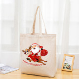 Christmas Eco Friendly Santa Deer Handle Canvas Tote Bag