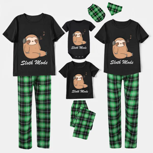 Family Matching Pajamas Exclusive Design Sloth Mode Black Pajamas Set