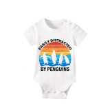 Family Matching Pajamas Exclusive Design Easily Distracted By Penguin Blue Plaid Pants Pajamas Set