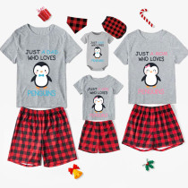 Family Matching Pajamas Exclusive Design Just Who Love Penguins White Short Pajamas Set