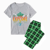 Family Matching Pajamas Exclusive Design Explore Green Plaid Pants Pajamas Set