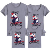 Family Matching Christmas Tops Exclusive Design Merry Christmas Skiing Penguin Family Christmas T-shirt