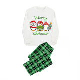 Christmas Matching Family Pajamas Merry Christmas Three Penguin White Top Pajamas Set