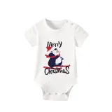 Christmas Matching Family Pajamas Merry Christmas Skiing Penguin White Short Pajamas Set