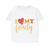 Family Matching Pajamas Exclusive Design I Love My Family White Short Pajamas Set