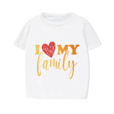 Family Matching Pajamas Exclusive Design I Love My Family White Short Pajamas Set