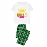 Family Matching Pajamas Exclusive Design King Prince Princess Queen Green Plaid Pants Pajamas Set