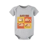 Family Matching Pajamas Exclusive Design Sloth Yoga Gray Short Long Pajamas Set