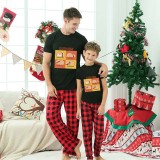 Family Matching Pajamas Exclusive Design Sloth Yoga Black And Red Plaid Pants Pajamas Set
