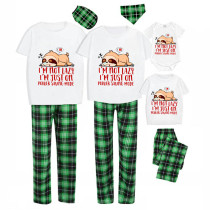 Family Matching Pajamas Exclusive Design I'm Not Lazy I'm Just On Power Saving Mode Green Plaid Pants Pajamas Set