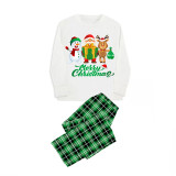Christmas Matching Family Pajamas Merry Christmas Santa Gifts Green Plaids Pajamas Set