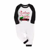 Christmas Matching Family Pajamas Belive In the Magic Truck Black Short Plaids Pants Pajamas Set