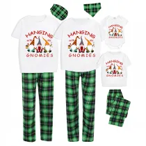 Christmas Matching Family Pajamas Red Hat Hanging with My Gnomies White Short Pajamas Set