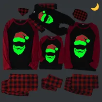 Christmas Matching Family Pajamas Luminous Glowing White Bearded Santa Black Pajamas Set