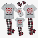 Family Matching Pajamas Exclusive Design Love Heart Gray Short Long Pajamas Set