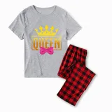 Family Matching Pajamas Exclusive Design King Prince Princess Queen Gray Short Long Pajamas Set
