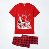 Christmas Matching Family Pajamas Crosses Snowmies Red Pajamas Set